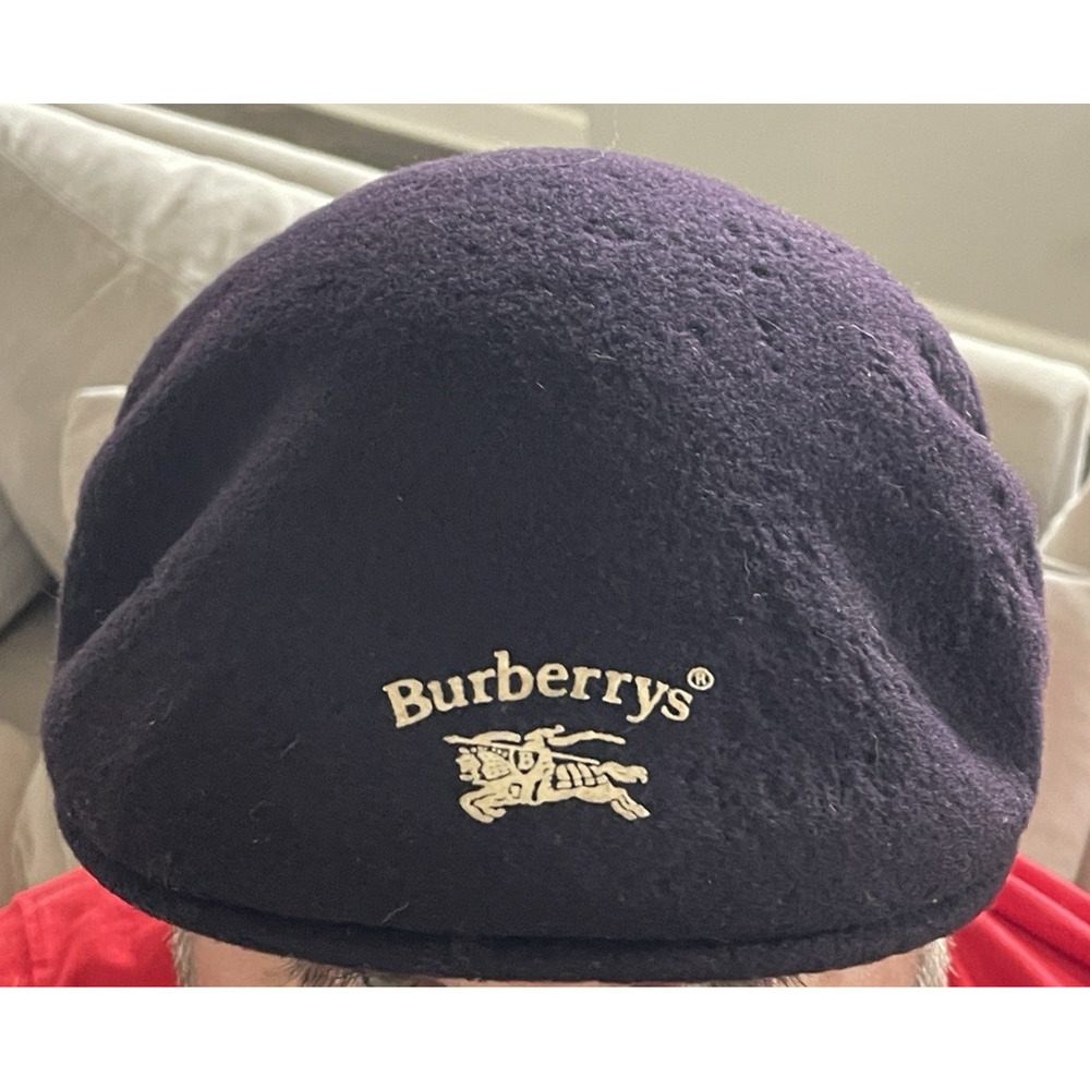Vintage Burberrys Newsboy Cap Beret Sz 7 1/2" 100% Wool Hunting Hat England